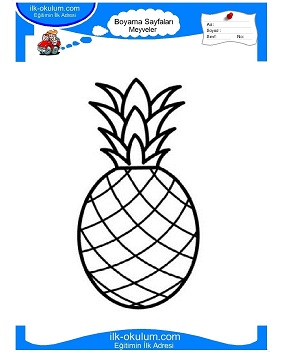 Çocuklar İçin Ananas Boyama Sayfaları 